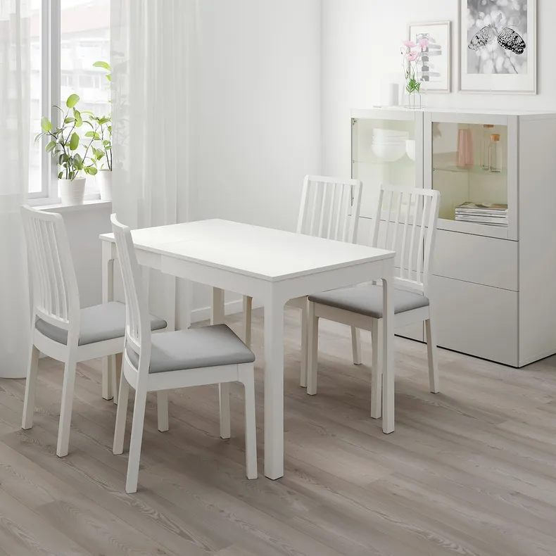 IKEA EKEDALEN ЕКЕДАЛЕН / EKEDALEN ЕКЕДАЛЕН, стіл+2 стільці, білий / ОРРСТА світло-сірий, 80 / 120 см 892.968.66 фото №3