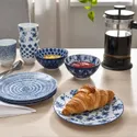 IKEA ENTUSIASM ЭНТУЗИАЗМ, тарелка десертная, узор / синий, 18 см 205.053.58 фото thumb №4