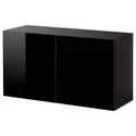 IKEA BESTÅ БЕСТО, настінна комбінація шаф, чорний / коричневий / Selsviken black, 120x42x64 см 494.407.95 фото thumb №1