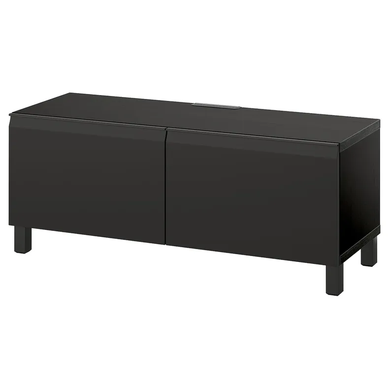 IKEA BESTÅ БЕСТО, тумба под ТВ, с дверцами, черный/коричневый/Hammarsmed/Stubbarp антрацит, 120x42x48 см 995.687.48 фото №1