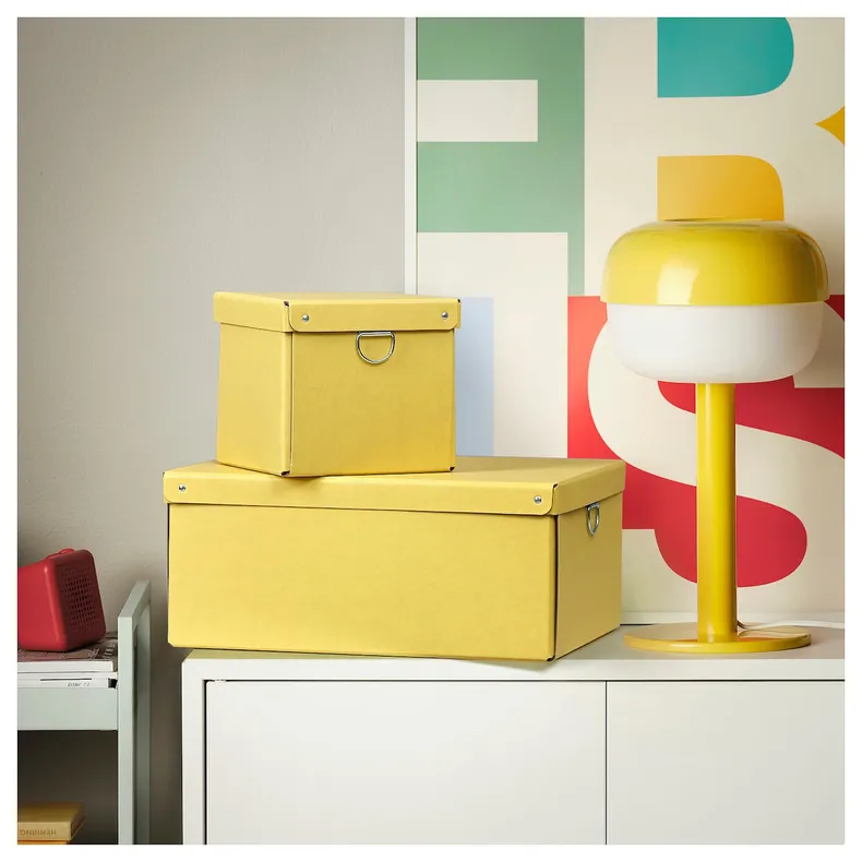 IKEA NIMM НІММ, коробка для зберігання з кришкою, жовтий, 25x35x15 см 205.959.43 фото №3