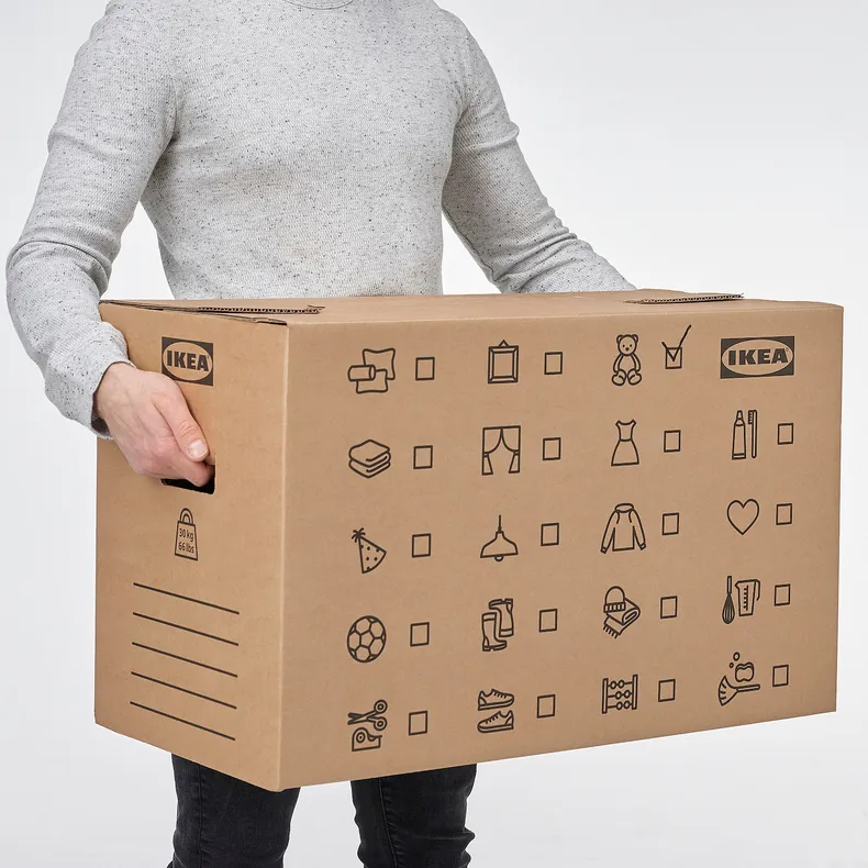 IKEA DUNDERGUBBE ДУНДЕРГУББЕ, коробка для переезда, коричневый, 64x34x40 см / 80 л 405.345.62 фото №2