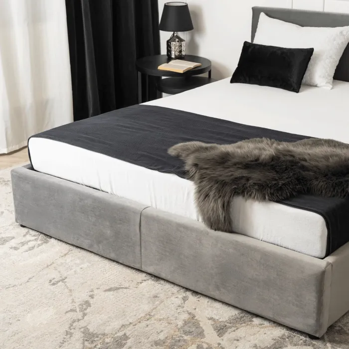 Ліжко двоспальне оксамитове MEBEL ELITE MONICA Velvet, 140x200 , Сірий фото №8
