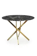 Кухонний стіл HALMAR RAYMOND 2, 100x100 см стільниця - чорний мармур, ніжки - золото фото thumb №1