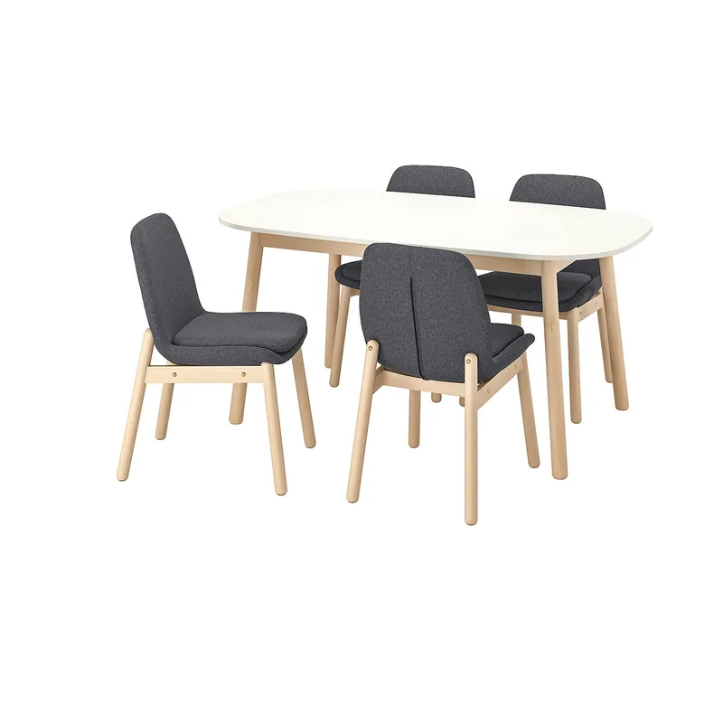 IKEA VEDBO ВЕДБУ / VEDBO ВЕДБУ, стіл+4 стільці, білий/береза, 160x95 см 193.068.83 фото №1
