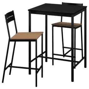 IKEA SANDSBERG САНДСБЕРГ / SANDSBERG САНДСБЕРГ, барный стол и 2 барных стула, чёрный / черный, 67x67 см 394.204.20 фото