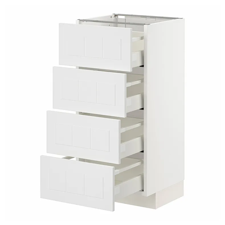 IKEA METOD МЕТОД / MAXIMERA МАКСИМЕРА, напольный шкаф 4 фасада / 4 ящика, белый / Стенсунд белый, 40x37 см 994.094.86 фото №1
