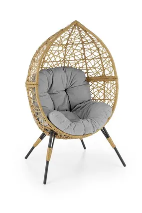 Садовое кресло / кокон HALMAR OSKAR, натуральный / серый фото