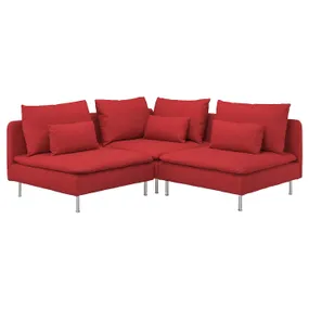 IKEA SÖDERHAMN СОДЕРХЭМН, 3-местный угловой диван, Тонеруд красный 595.144.13 фото