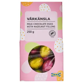 IKEA VÅRKÄNSLA, яйця з молочного шоколаду, з начинкою з волоського горіха Сертифіковано Rainforest Alliance, 250 g 505.463.38 фото