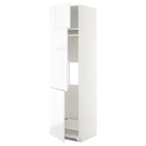 IKEA METOD МЕТОД, высокий шкаф д / холод / мороз / 3 дверцы, белый / Воксторп глянцевый / белый, 60x60x220 см 094.637.03 фото