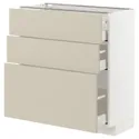 IKEA METOD МЕТОД / MAXIMERA МАКСИМЕРА, напольный шкаф с 3 ящиками, белый / гавсторпский бежевый, 80x37 см 294.267.43 фото thumb №1