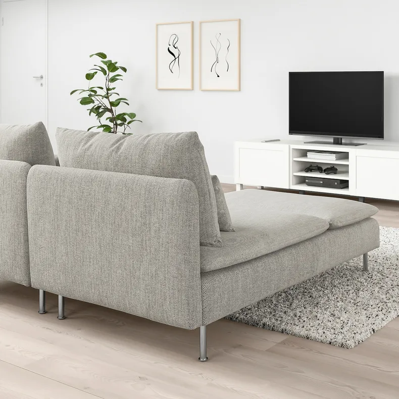 IKEA SÖDERHAMN СЕДЕРХАМН, 2-місний диван, з шезлонгом / віолончеллю бежевий / коричневий 293.057.60 фото №3