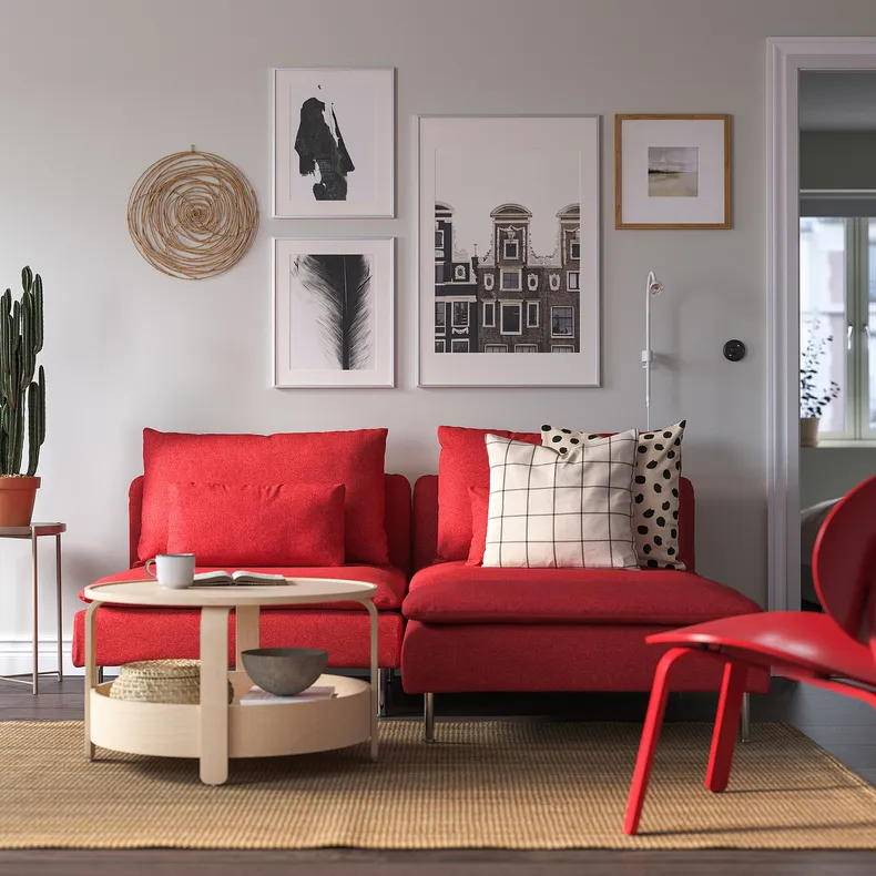 IKEA SÖDERHAMN СЕДЕРХАМН, 2-місний диван із кушеткою, Тонеруд червоний 295.144.57 фото №2
