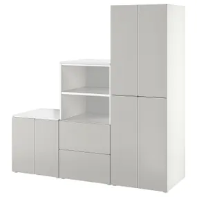 IKEA SMÅSTAD СМОСТАД / PLATSA ПЛАТСА, шафа, білий/сірий, 180x57x181 см 594.876.26 фото