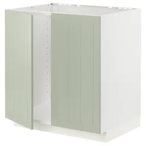 IKEA METOD МЕТОД, підлогова шафа для мийки+2 дверцят, білий / Стенсунд світло-зелений, 80x60 см 794.865.60 фото