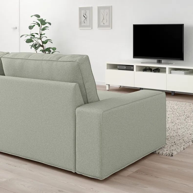 IKEA KIVIK КІВІК, 4-місний диван із кушеткою, Гарматний світло-зелений 994.847.82 фото №3