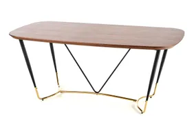 Кухонный стол HALMAR MANCHESTER 180x90 см, столешница - орех, ножки - черный/золото фото