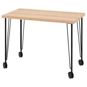 IKEA LINNMON ЛІННМОН / KRILLE КРІЛЛЕ, письмовий стіл, під білений дуб / чорний, 100x60 см 195.097.05 фото
