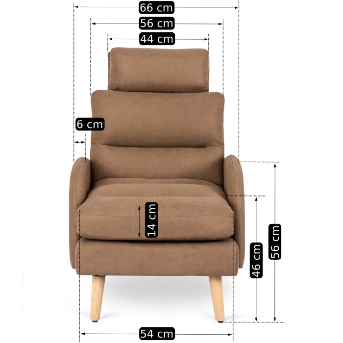 Кресло мягкое с подставкой для ног MEBEL ELITE HENRY, ткань: коричневый фото №16