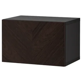 IKEA BESTÅ БЕСТО, настінна комбінація шаф, чорний/коричневий/Hedeviken темно-коричневий, 60x42x38 см 894.320.48 фото