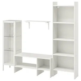 IKEA BAGGEBO БАГГЕБО, комбінація шаф для телевізора, білий, 174x35x160 см 294.436.53 фото