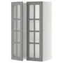 IKEA METOD МЕТОД, навесной шкаф / полки / 2стеклян двери, белый / бодбинский серый, 60x100 см 293.949.59 фото