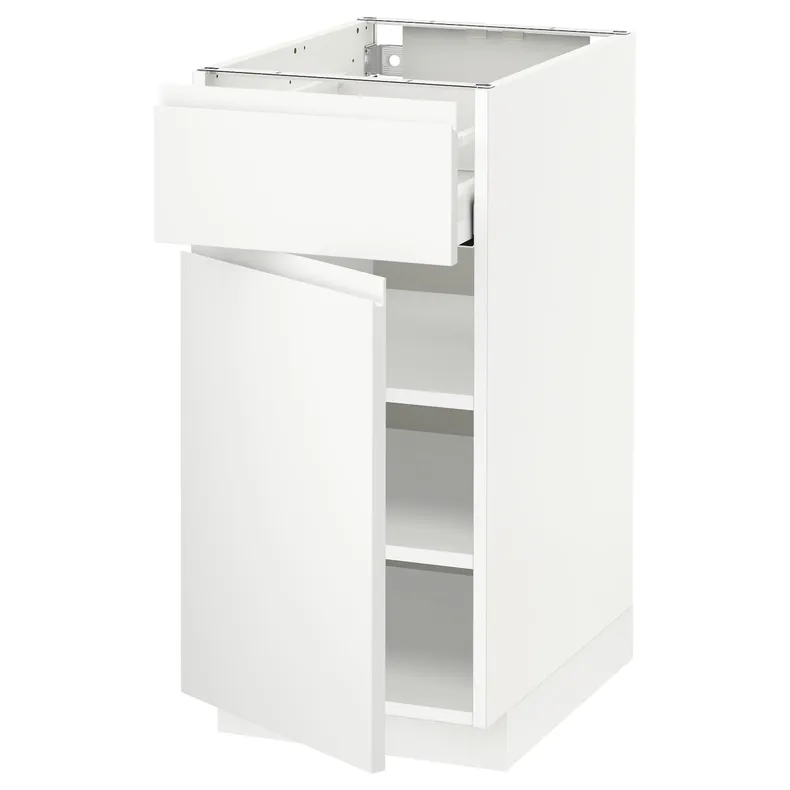 IKEA METOD МЕТОД / MAXIMERA МАКСИМЕРА, напольный шкаф с ящиком / дверцей, белый / Воксторп матовый белый, 40x60 см 894.668.92 фото №1