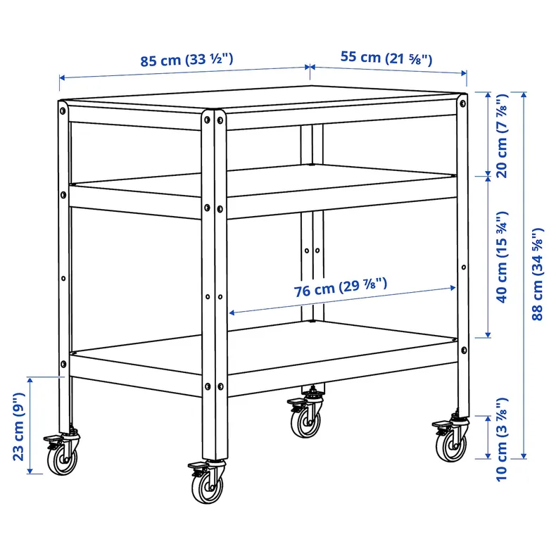 IKEA BROR БРОР, візок, чорна, соснова фанера, 85x55 см фото №7