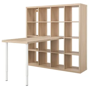 IKEA KALLAX КАЛЛАКС / LAGKAPTEN ЛАГКАПТЕН, стол, комбинация, белый / дуб, окрашенный в белый цвет, 147x159x147 см 194.816.50 фото