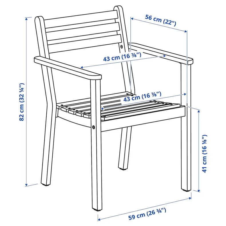 IKEA ASKHOLMEN АСКХОЛЬМЕН, крісло з підлокітниками, вуличне, темно-коричневий 505.356.84 фото №5