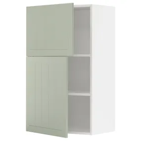 IKEA METOD МЕТОД, навесной шкаф с полками / 2дверцы, белый / светло-зеленый, 60x100 см 094.873.08 фото