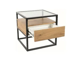 Журнальний столик SIGNAL Carlo B, 50х50 см, прозорий/дуб/чорний фото