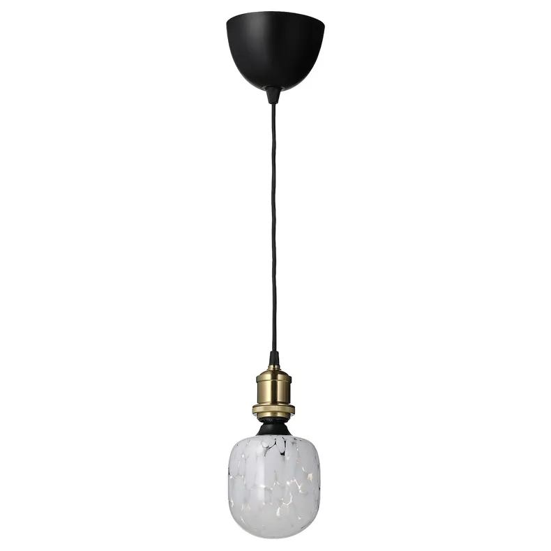 IKEA JÄLLBY ЄЛЛЬБЮ / MOLNART МОЛЬНАРТ, підвісний світильник із лампою, латунь / трубоподібне біле / прозоре скло 794.945.60 фото №1