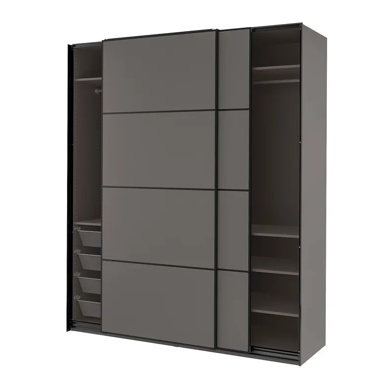 IKEA PAX ПАКС / MEHAMN МЕХАМН, гардероб, темно-серый / 2стр темно-серый, 200x66x236 см 294.322.73 фото №1