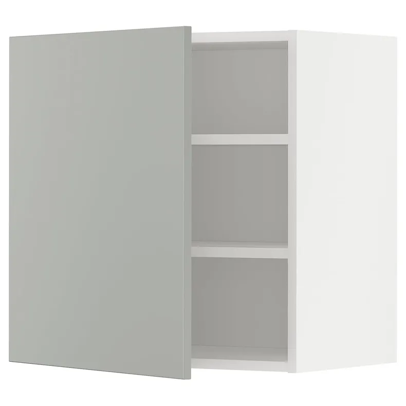IKEA METOD МЕТОД, шафа навісна із полицями, білий / Хавсторп світло-сірий, 60x60 см 895.393.94 фото №1