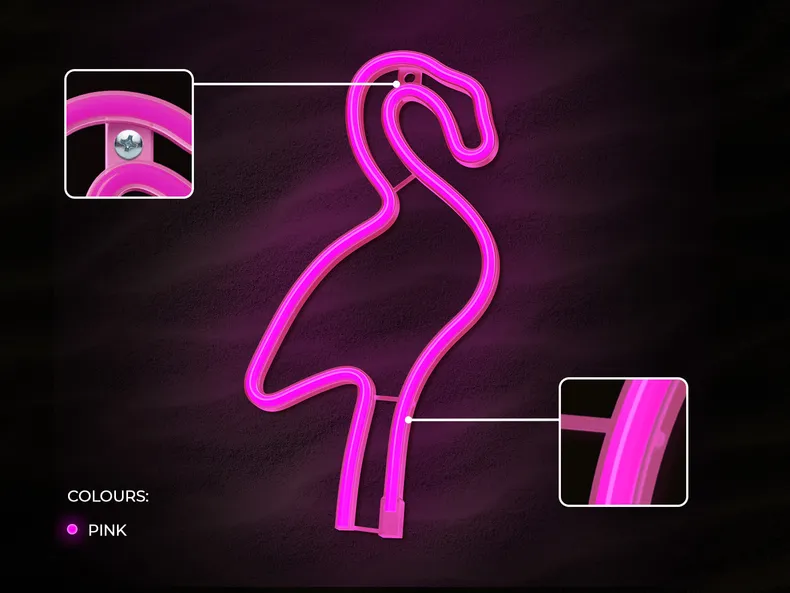 BRW Дитячий неоновий настінний світильник Flamingo LED рожевий 093790 фото №4