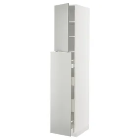 IKEA METOD МЕТОД / MAXIMERA МАКСИМЕРА, высокий шкаф / выдв секц / 4ящ / 1дв / 2плк, белый / светло-серый, 40x60x220 см 095.392.13 фото