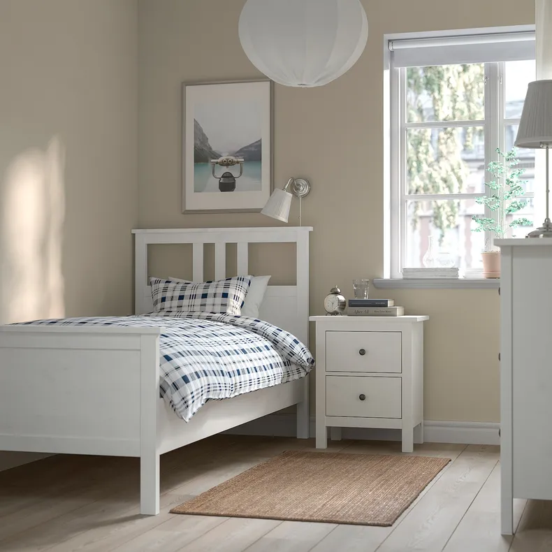 IKEA HEMNES ХЕМНЕС, каркас ліжка, біла морилка / ЛЕНСЕТ, 90x200 см 890.195.72 фото №4