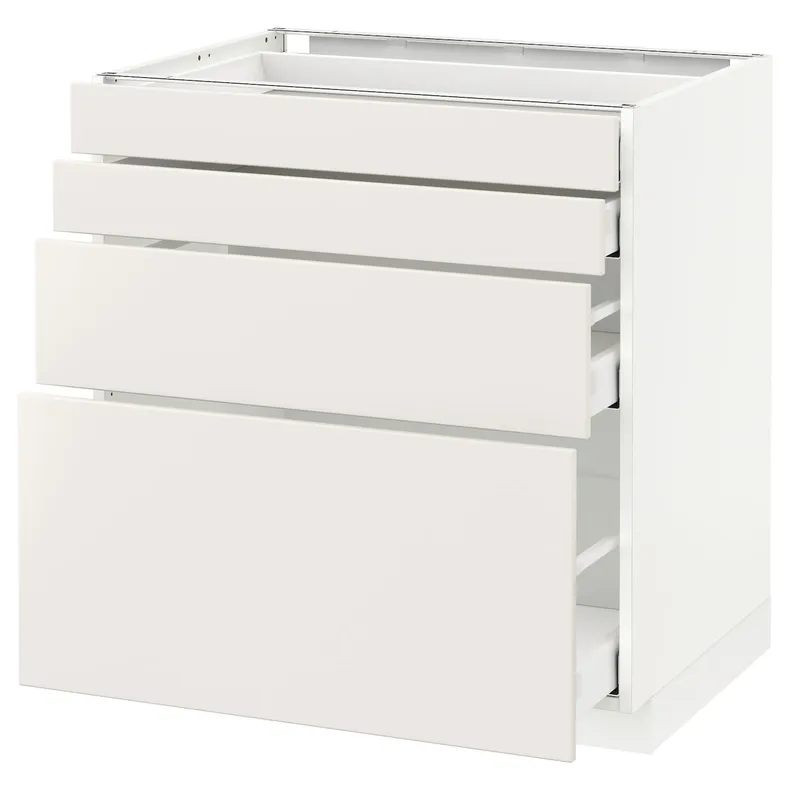 IKEA METOD МЕТОД / MAXIMERA МАКСИМЕРА, напольн шкаф 4 фронт панели / 4 ящика, белый / белый, 80x60 см 390.499.77 фото №1