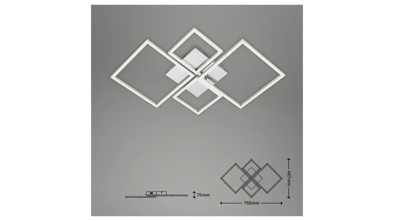 BRW Каркасный светодиодный потолочный светильник с таймером серебристый 085500 фото №4