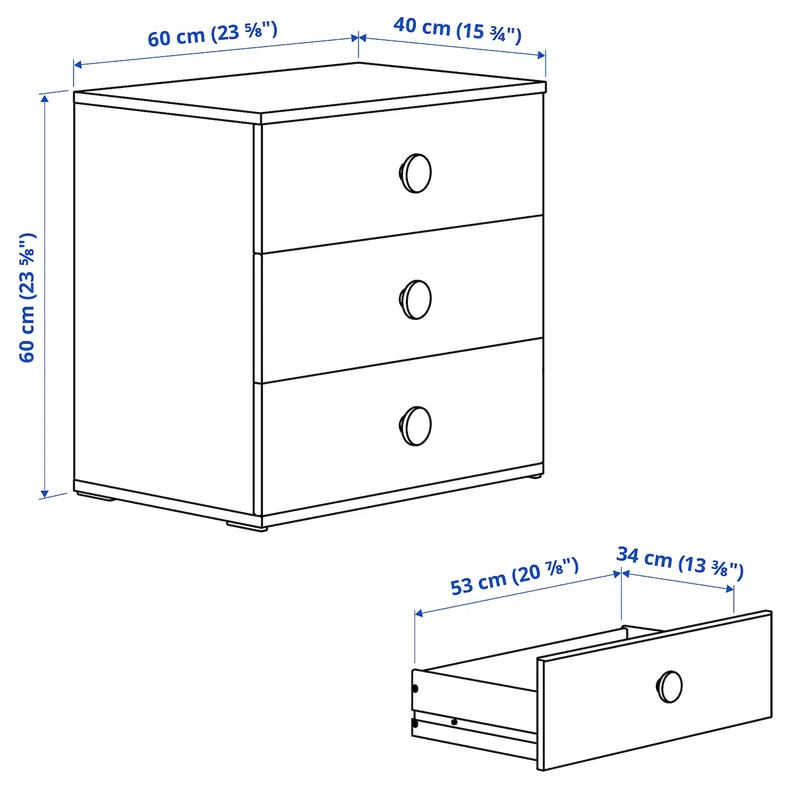 IKEA GODISHUS ГОДІСХУС, комод із 3 шухлядами, білий, 60x40x60 см 805.980.95 фото №4