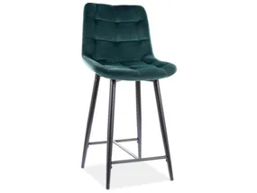 Барний стілець оксамитовий, хокер SIGNAL CHIC H-2 Velvet, Bluvel 78 - зелений фото