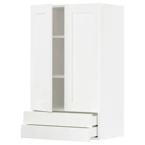 IKEA METOD МЕТОД / MAXIMERA МАКСИМЕРА, навесной шкаф / 2дверцы / 2ящика, белый Энкёпинг / белая имитация дерева, 60x100 см 194.735.08 фото