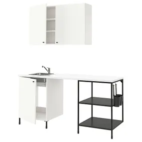 IKEA ENHET ЕНХЕТ, кухня, антрацит/білий, 183x63.5x222 см 193.374.60 фото