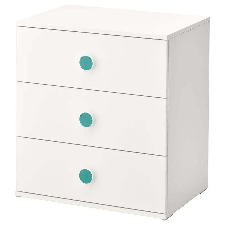 IKEA GODISHUS ГОДІСХУС, комод із 3 шухлядами, білий, 60x64 см 804.334.86 фото №1