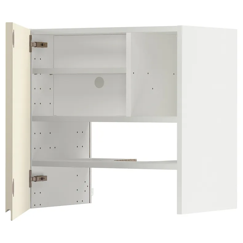 IKEA METOD МЕТОД, настінн шаф д / витяжки з полиц / дверц, білий / Voxtorp високий глянець світло-бежевий, 60x60 см 595.053.38 фото №1