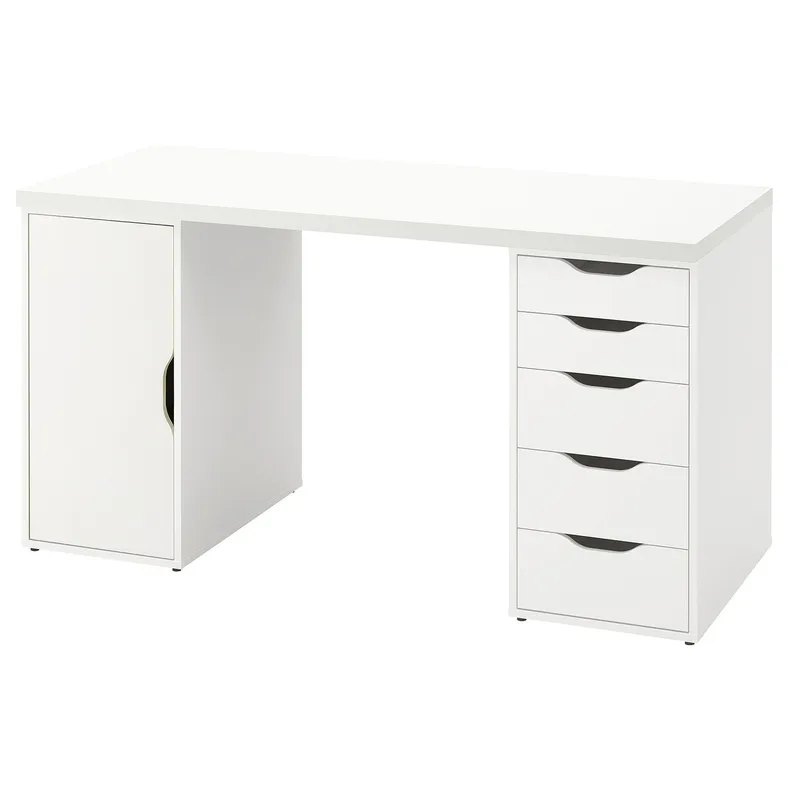 IKEA LAGKAPTEN ЛАГКАПТЕН / ALEX АЛЕКС, письменный стол, белый, 140x60 см 095.216.04 фото №1