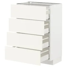 IKEA METOD МЕТОД / MAXIMERA МАКСІМЕРА, підлогов шафа / 4 фронт панелі / 4 шухл, білий / ВАЛЛЬСТЕНА білий, 60x37 см 595.071.96 фото