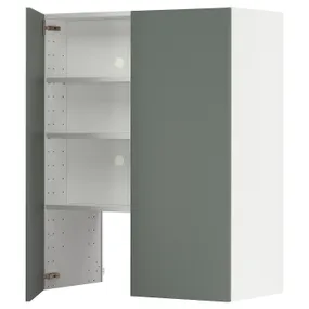 IKEA METOD МЕТОД, настінн шаф д / витяжки з полиц / дверц, білий / БОДАРП сіро-зелений, 80x100 см 495.042.78 фото